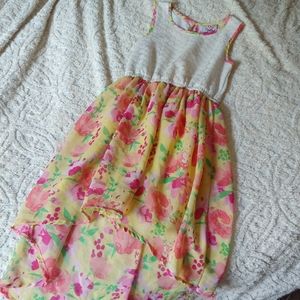 Real Love | Lace Keyhole Floral Hi Low Dress M